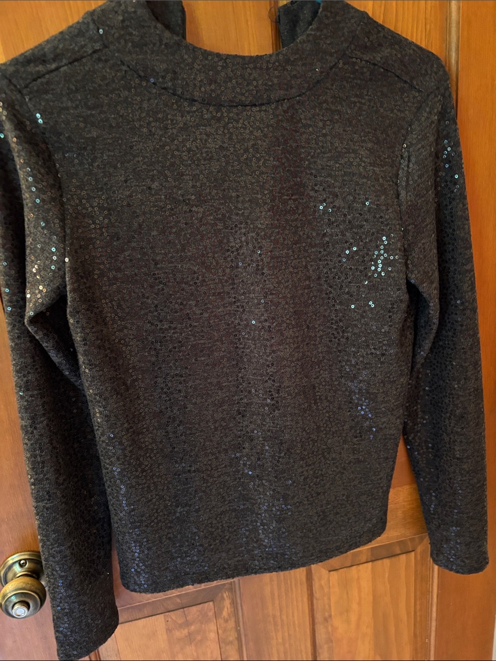 Zara Women's Black Sequin Long-Sleeve top
